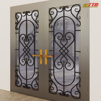 Elegantes Puertas de Entrada de Acero y Hierro TTD, Impermeables, con 3 Años de Garantía, Diseño Posmoderno para un Hogar Seguro