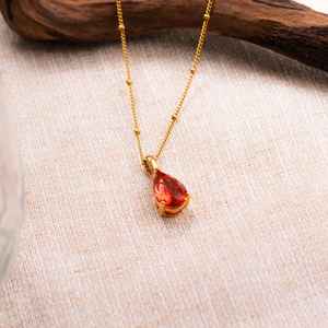 Pear Ruby Gemstone Pendant <b>Necklace</b> July <b>Birthstone</b> Jewelry Gold Drop <b>Necklace</b> Handmade Minimalist Ruby <b>Necklace</b> For Women - Product Image 1