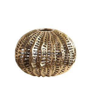 Florero de Metal brillante dorado para interiores grande de aluminio para decoración hogar boda Decoración habitación esquina florero alto y maceta - Product Image 6
