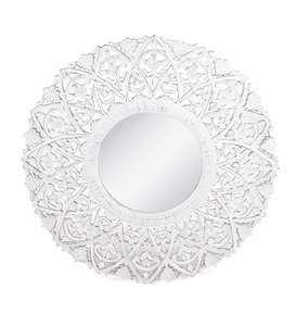 Meilleure vente miroir mural de courtoisie rond blanc vieilli fabriqué à la main en bois pour l'approvisionnement mondial de l'Inde - Product Image 6