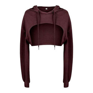 Nouveau Sexy couleur unie dos nu tenue décontracté vêtements pour femmes grande taille vêtements de plein air blanc respirant haut court pull à capuche - Product Image 1