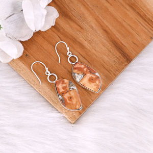 Pendientes de Piedras Preciosas de Jaspe Malinga Estilo Bohemio, Pendientes Colgantes de Latón Plateado en Plata, Joyería de Regalo para Mujer - Product Image 2