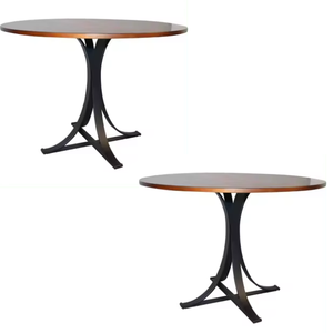 Teak Solid Wooden Round Dining <b>Table</b> <b>bar</b> <b>Table</b> with Metal Legs <b>bar</b> Furniture Direct Factory From Indonesia - Product Image 4
