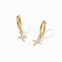 Boucles d'oreilles pendantes en moissanite ronde de 1,40 carat avec serti clos et à griffes partagées en or jaune, tendance, unisexe, pour usage quotidien
