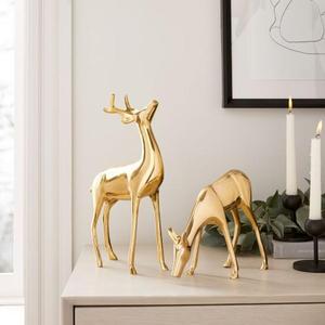 Modelos de renos de lujo, figuras de animales decorativas de mesa, artículos de renos de Navidad de aluminio sólido chapado en oro de TCD - Product Image 6