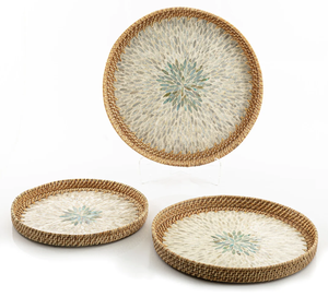 Latest Arrival Premium Quality Rattan Serving <b>Tray</b> Round Shape <b>Large</b> Size Jute Server Ware Wedding Food Serving <b>Tray</b> From India - Product Image 2