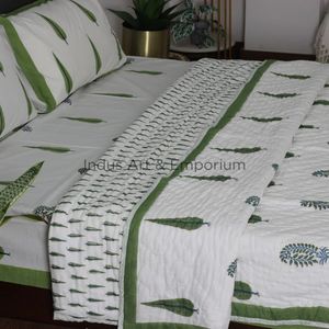 Manufacturer Handmade Cotton Hand Block Floral Printed Blanket Wholesale Cotton Blanket with Bedsheet - Product Image 5