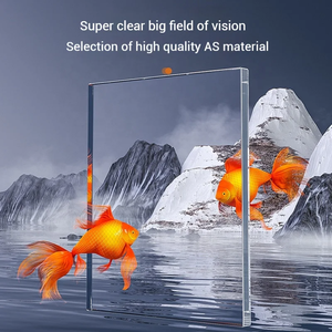 Tanque de peces transparente de tamaño mediano con tapa submarino Juego de 9 piezas Comida para peces Vieiras Guijarros Coral Lámpara Filtro Submarino de arena azul - Product Image 4