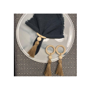 Servilleta de madera para restaurante, anillo de cuentas de madera, decoración de flecos, servilletero creativo, anillo - Product Image 1