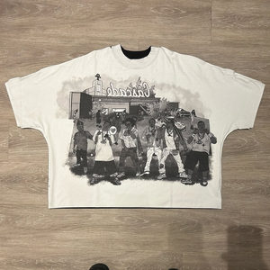 T-shirt Boxy décontracté vintage pour hommes 100% coton épais surdimensionné motif uni Logo personnalisé imprimé Street Wear tricoté vierge - Product Image 4