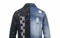 Veste en jean vintage pour homme Y2K, hiver, rayée, décontractée, formelle, imprimé léopard 3D, patchwork, brodée, boutonnée, imperméable, streetwear