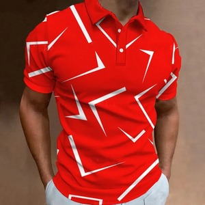 Nouveau T-Shirt Top D'été À Manches Courtes Motif Coloré Tee Casual Homme Vêtements De Mode Hommes Polo 3D Mince Ligne Stripe - Product Image 5