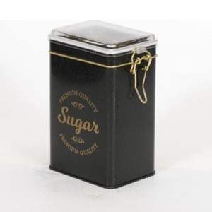 Boîte en métal rectangulaire noire sucre 75x100x150mm avec fermoir en fil 1L et couvercle transparent - Product Image 5