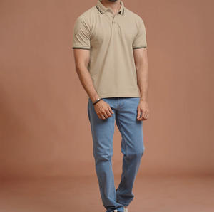 เสื้อยืดคอตั้งแขนสั้นผ้าพรีเมียม ระบายอากาศได้ดี เป็นมิตรกับสิ่งแวดล้อม ผลิตจากโพลีเอสเตอร์/คอตตอน แห้งเร็ว สไตล์ลำลองและธุรกิจ สำหรับผู้ชาย - Product Image 3