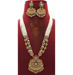 Conjunto de Collar Largo con Acabado Dorado Mate de Primera Calidad de Diseñador, Impresionante Juego de Collar y Aretes para Bodas, Colección para Mujer - Product Image 1