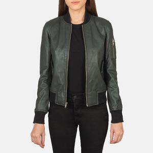 Veste en cuir véritable sur mesure pour femmes, couture de qualité supérieure, manches longues, coupe ajustée et logo personnalisé disponible avec capuche - Product Image 3