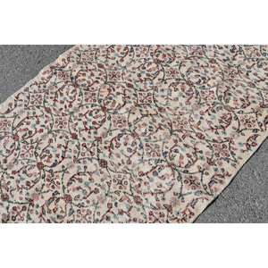 Tapis turc Vintage classique 3.8 X 6.8ft traditionnel blanc fait à la main laine Patchwork Design Latex support Rectangle couloir 10mm - Product Image 5