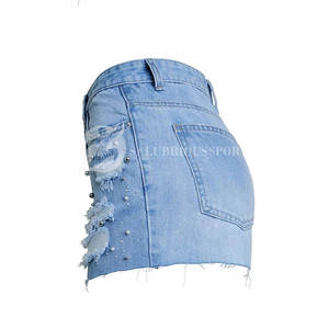 Shorts Vaqueros Casuales de Cintura Media y Pierna Ancha para Mujer, 100% Algodón, Secado Rápido, Alta Calidad, Estilo Hip Hop, Verano, Logotipo Personalizable en la Cintura - Product Image 1
