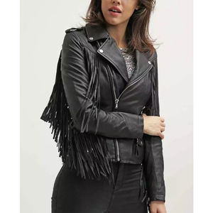 Veste à franges pour femme, style western en cuir, longueur longue, vente en gros, design tendance, veste à franges, fabrication OEM personnalisée - Product Image 4