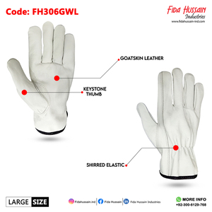 Protection maximale Keystone Pouce Style froncé Dos élastique en cuir de chèvre Travail industriel Sécurité Gants de jardinage - Product Image 2