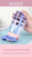 Botella de agua con pajita para niños de 16 oz, a prueba de fugas, portátil, taza de plástico para estudiantes, venta al por mayor