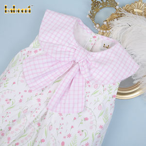 Combinaison à volants pour bébé fille, imprimé floral rose, printemps, OEM ODM, fermeture à boutons pression - BB3014, 100% coton biologique OEKO-TEX - Product Image 3