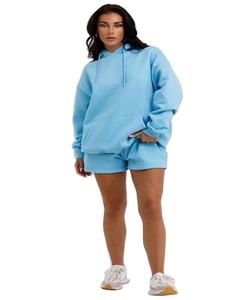 100% coton biologique personnalisé femmes Sexy haute qualité sweat à capuche en éponge française et ensemble court ensembles de haute qualité pour femmes - Product Image 6