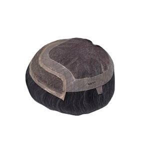 Peluca de Cabello Humano con Encaje Frontal Mono, Cabello Chino Virgen Remy, Parches de Cabello, Lacio Rizado, Ondulado Profundo, 1b+gris - Product Image 1