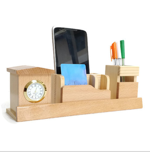 Nouveau support de stylo en bois artisanal avec horloge et porte-cartes de visite pour bureau, maison, entreprises, écoles, de qualité supérieure - Product Image 3