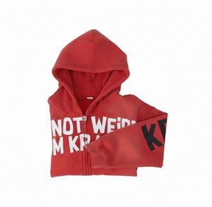 Sudadera con Capucha Roja INDEX, Unisex, de Algodón y Felpa, Informal, para Otoño, con Diseño de Letras Estampadas - Product Image 3