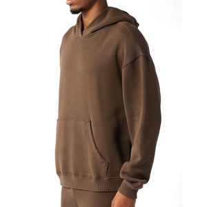 เสื้อสเวตเตอร์แขนยาวของผู้ชายเสื้อมีฮู้ดสไตล์สตรีทโอเวอร์ไซส์ผ้าคอตตอนขนาดใหญ่โลโก้ตามสั่ง - Product Image 4