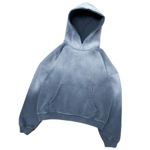 เสื้อฮู้ดดี้หรูหราแบบสั่งทำพิเศษ ทรงโอเวอร์ไซส์ ล้างสีแบบแอซิดวอช ไหล่ตก น้ำหนัก 500GSM ผ้าหนา สีซีดแบบวินเทจ ขาดๆ แบบดิสเทรส ทรงครอป ทรงบ็อกซี่ สไตล์วิทยาลัย - Product Image 1