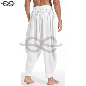 Mens Harem <b>Pants</b> Loose Fit Elastic Waist Drawstring Hakama <b>Hippie</b> Trousers Bohemian Casual Fashion Comfortable Beachwear - Product Image 3