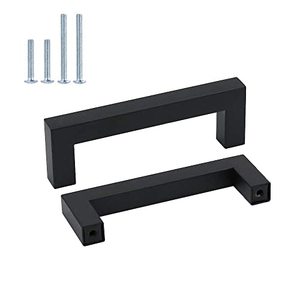 Poignée de meuble en alliage de zinc noir, poignée de tiroir minimaliste, quincaillerie de cuisine durable, vis de 96 mm incluse - Product Image 1