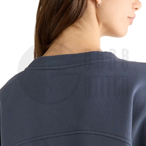 Sudadera extragrande corta de cuello redondo para mujer, de forro polar, manga larga, estilo casual urbano, top liso personalizable - Product Image 6