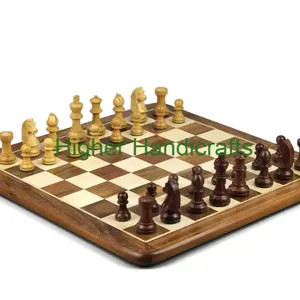 Handmade dát rất nặng rắn sheesham cờ vua bằng gỗ thiết lập với trọng Đức staunton Miếng 16" - Product Image 1