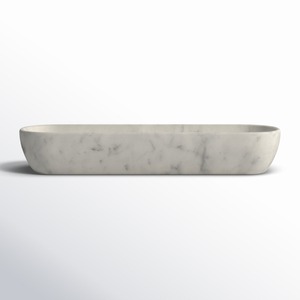 Cuenco decorativo de mármol blanco ecológico, bandeja de piedra hecha a mano, plato de mármol de lujo moderno elegante, bandeja de servicio poco profunda, pieza central - Product Image 4