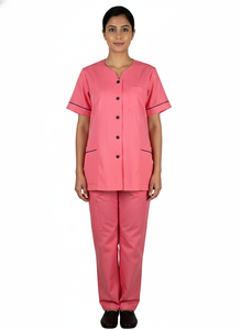 ชุดยูนิฟอร์มพยาบาลคุณภาพสูง ผ้าโพลีเอสเตอร์ผสมคอตตอน แบบถัก สำหรับทุกเพศ ตรวจจับการสัมผัสเข็มได้ - Product Image 3