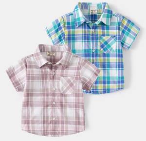 Camisa de manga corta a cuadros suave informal para niños para ropa de verano para niños Dropship - Product Image 1