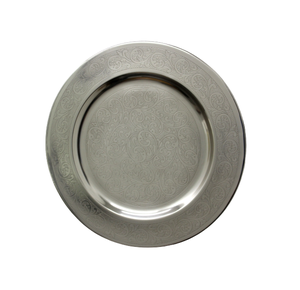 Nouveau décoratif fer métal émail mur décoratif plaque ronde argent gris plat service Table haut à la main - Product Image 1