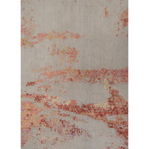 Alfombra Kavi Azul de Lana y Seda de Bambú Anudada a Mano, Unstring Srb(713(Fr)), Diseño Abstracto para Uso Doméstico - Product Image 3