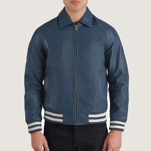 VIENNA INDUSTRY <b>Men's</b> Genuine <b>Leather</b> Biker <b>Jacket</b> Stand Collar Front Logo Reversible Breathable Eco-Friendly Anti-UV Windproof - Product Image 4