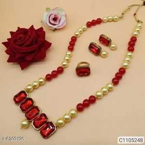 Best Bulk Buy Sale Women's Elegant 3-Line Stainless Steel Zircon <b>Necklace</b> Royal White Grey Pearl Silver Finish Gifts USA Europe - Product Image 4