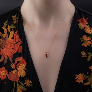 Colgante Solitario de Plata de Ley 925 con Granate, Estilo Bohemio Clásico, Chapado en Rodio/Oro, Hecho a Mano, para Mujer, Regalo de Joyería, Amor - Product Image 3