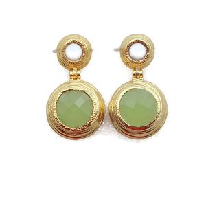 Hecho a mano doble Topacio Azul piedra preciosa estilo colgante clásico chapado en oro Latón chapado en oro moda aniversario joyería pendientes - Product Image 5