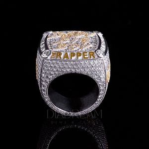 Men's 925 Sterling Silver Hip Hop <b>Ring</b> VVS Moissanite Custom <b>Name</b> Unique Designer Accessory for Party Anniversary Fine Diamond - Product Image 4