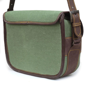 Lona y cuero 120 Cartuchos Titular Cargador de velocidad Bolsa de caza Portador de munición vintage - Product Image 3