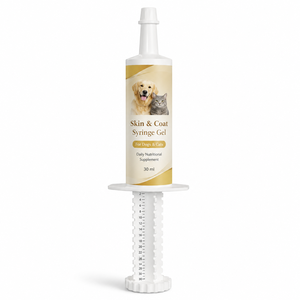 Gel en seringue Premium pour la peau et le pelage des animaux, supplément d'huile de saumon oméga-3 pour chiens et chats, pâte nutritive à la biotine pour un pelage brillant, 30 ml - Product Image 1