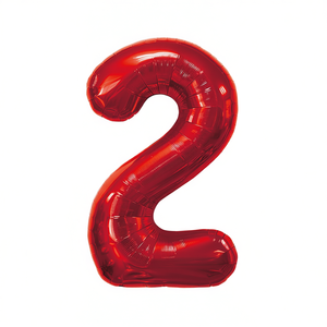 Palloncino Foil Numero 2 Rosso 45cm per Feste, Riempibile con Elio, Decorazione per Eventi - Product Image 2