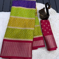 Saree Modern Wanita Bahan Kain Baru dengan Bordir Jacquard Tebal, Cetakan Batik Cantik, Bahan Daur Ulang, Anti Kusut untuk Pesta
